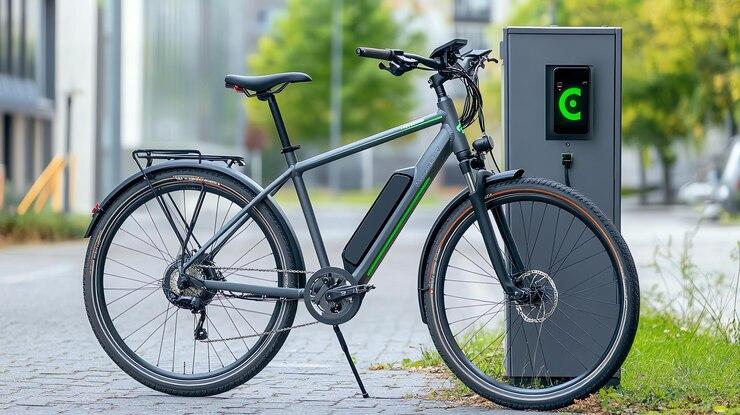 Un vélo électrique qui charge en pleine rue