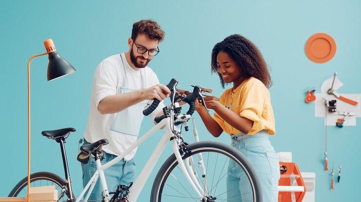 Un homme et une femme qui échange sur un vélo