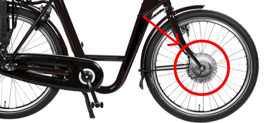 Moteur à l'avant du vélo